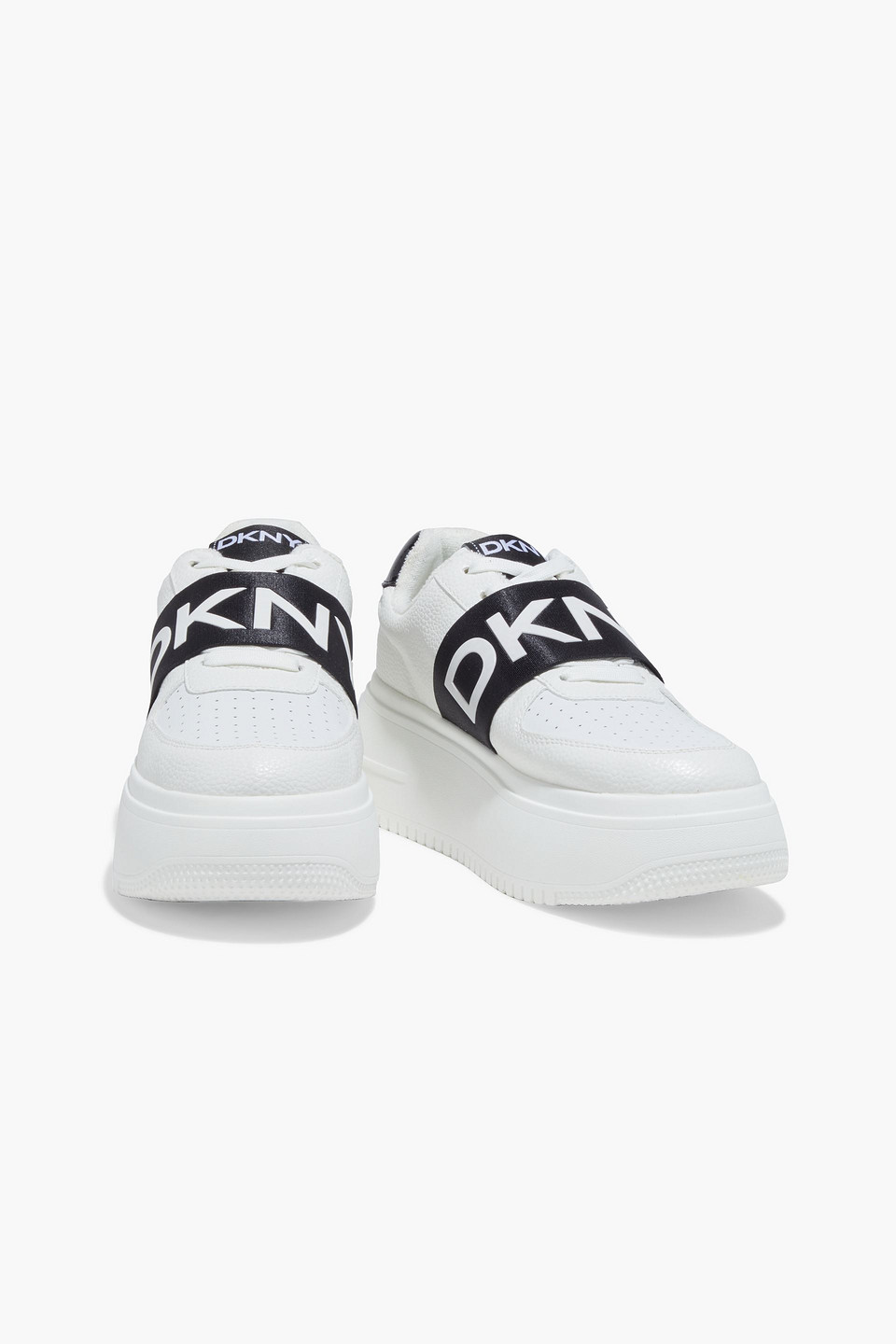 Dkny Madigan Faux Leather Platform Trainers In White