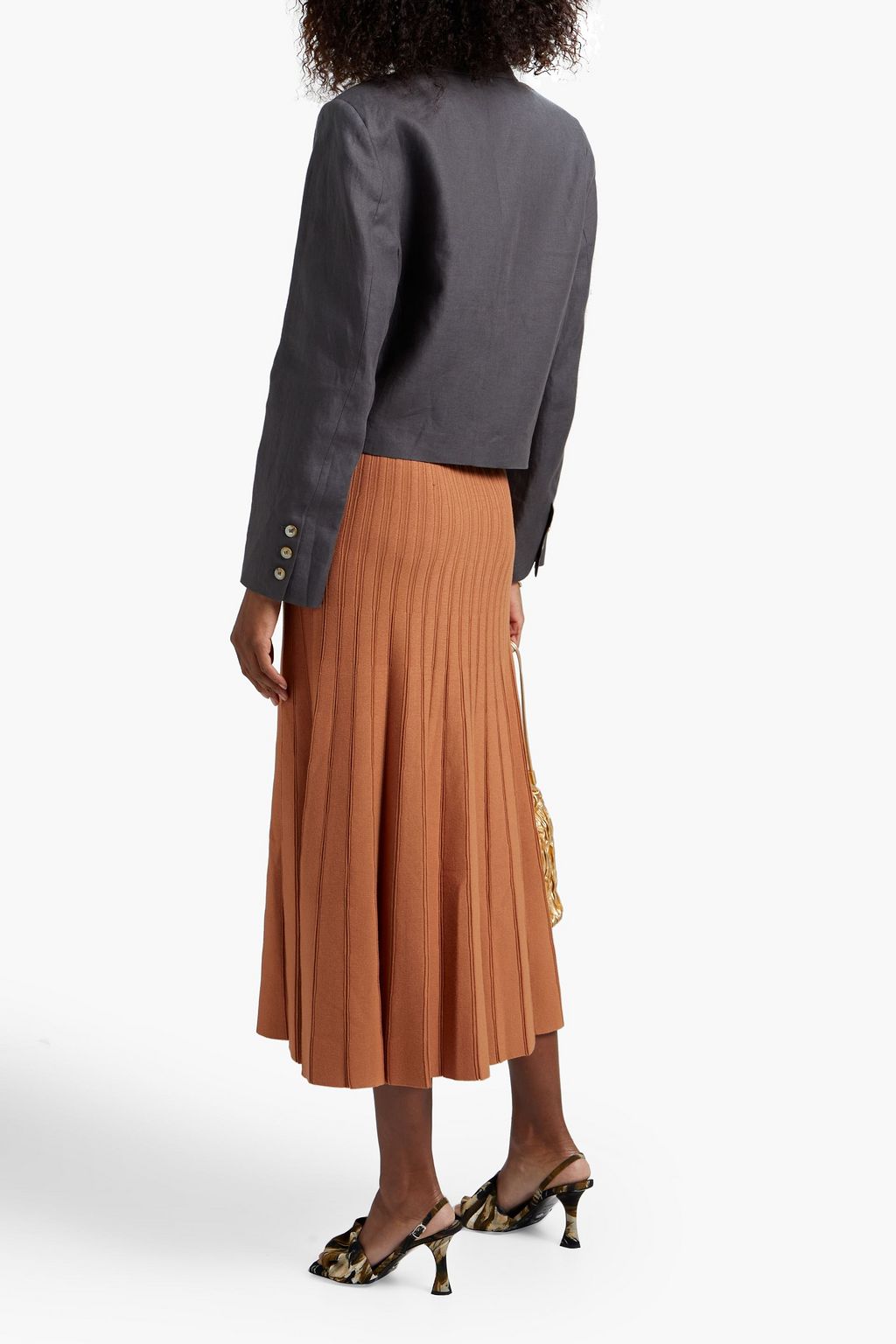 RONNY KOBO Laine pleated knitted midi skirt