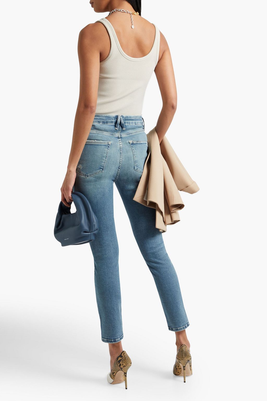 GOOD AMERICAN Good Legs cropped distressed high-rise skinny jeans