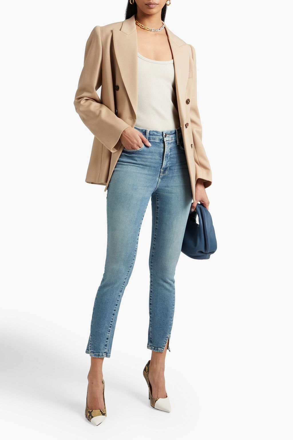 GOOD AMERICAN Good Legs cropped distressed high-rise skinny jeans