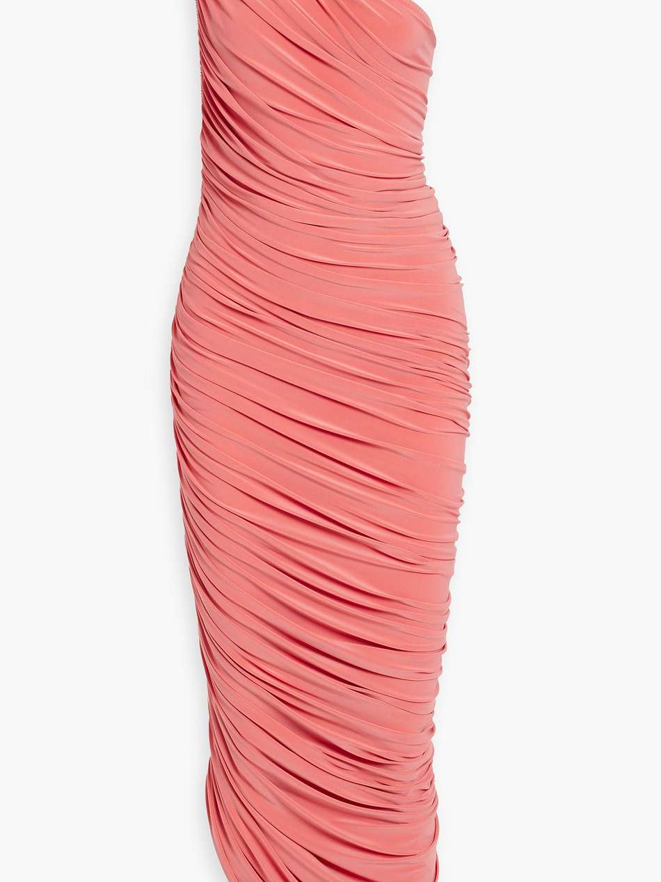 diana one-shoulder ruched stretch-jersey gown