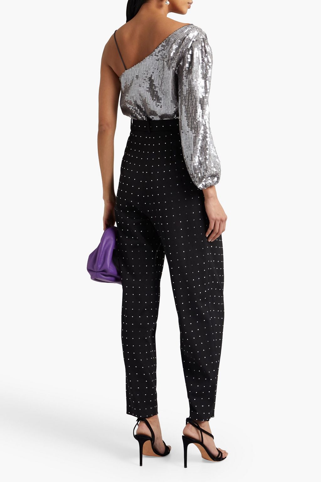 ALICE + OLIVIA Lucinda one-shoulder sequined chiffon top