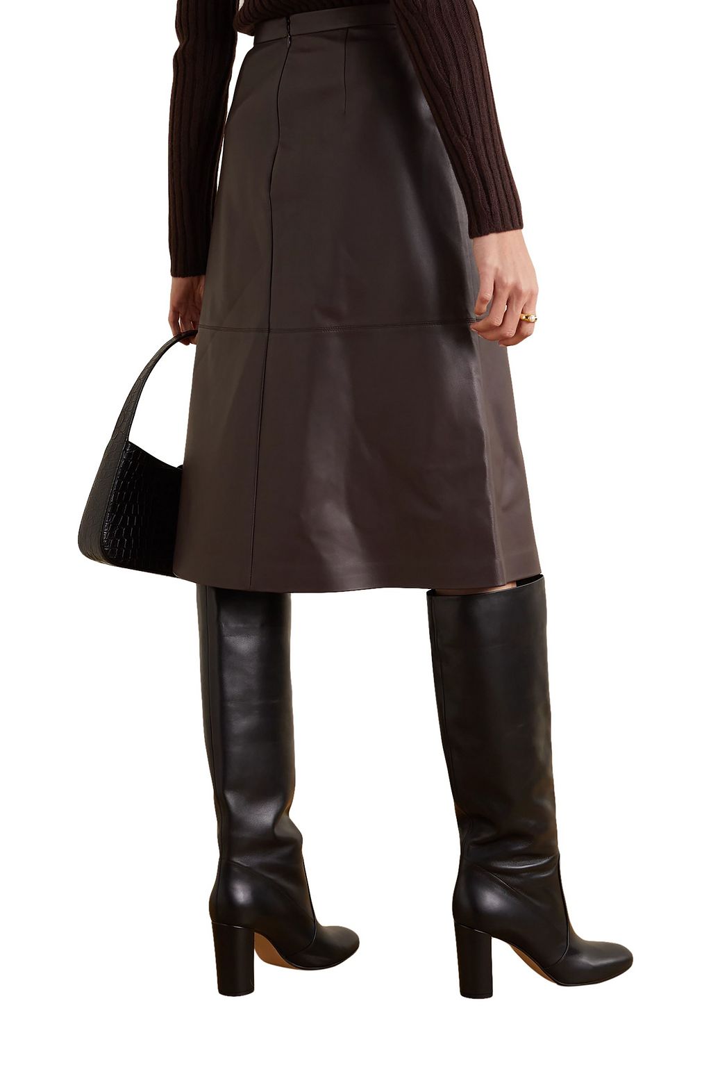 MICHAEL KORS COLLECTION Wrap-effect leather skirt