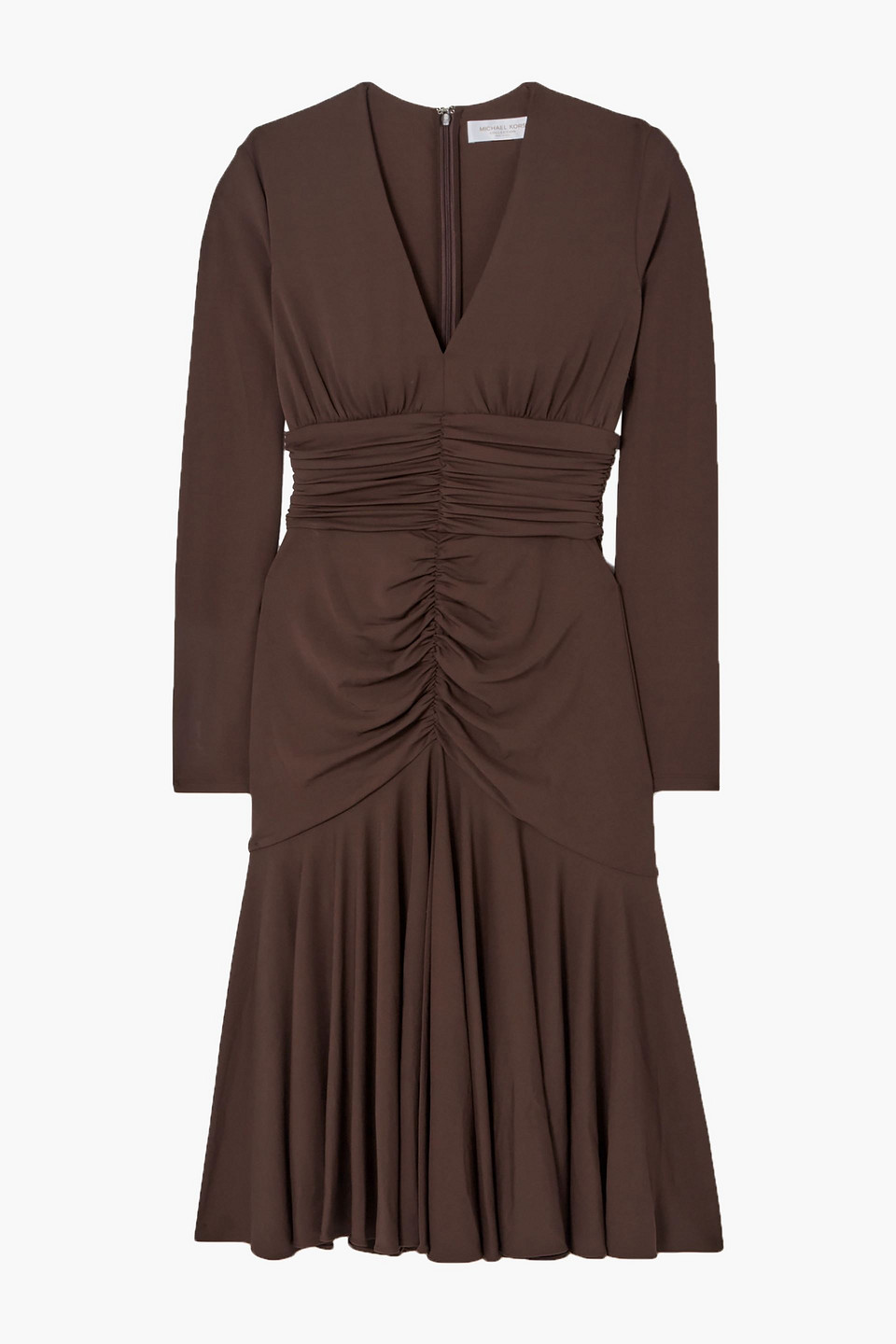 Ruched stretch-jersey midi dress