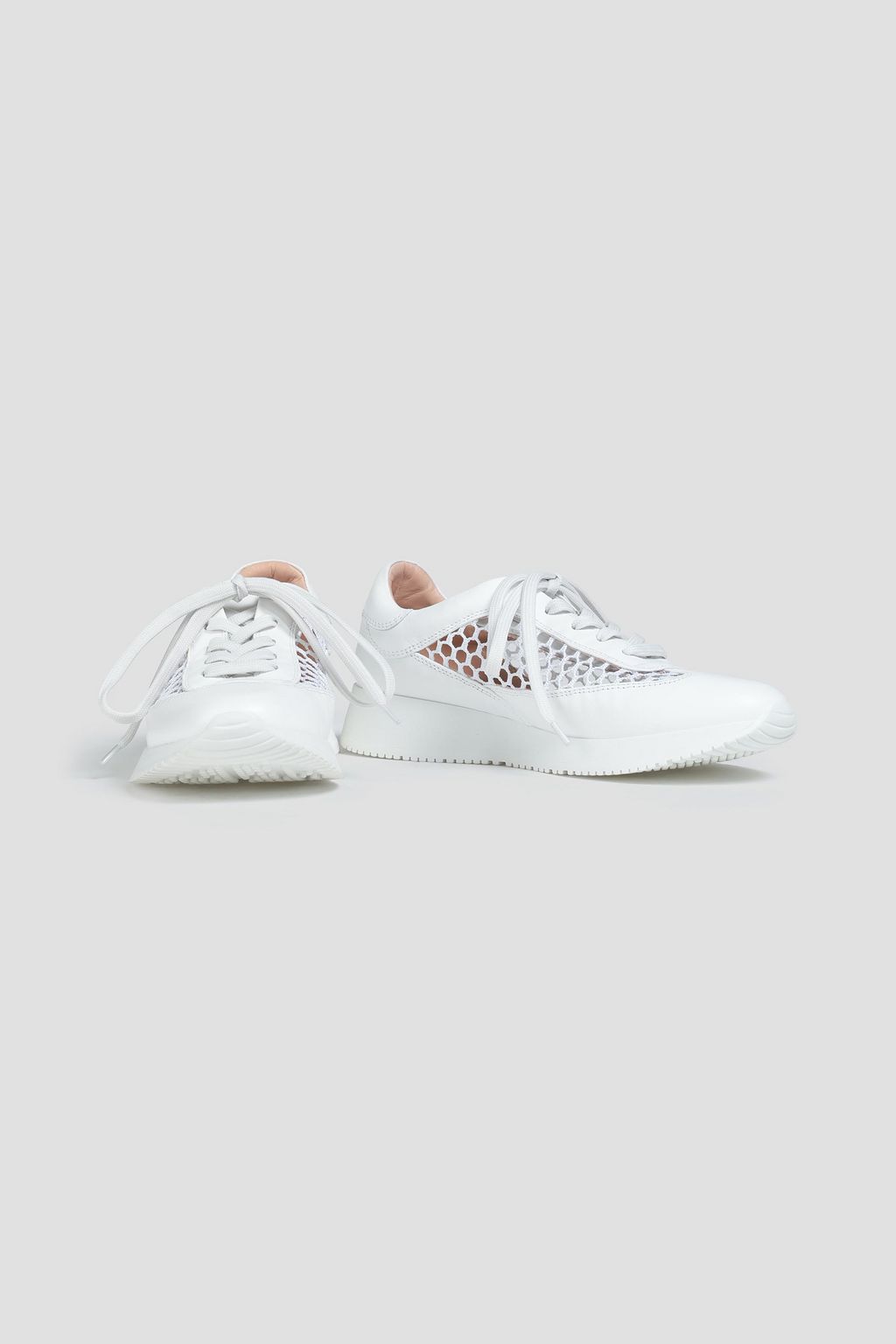 GIANVITO ROSSI Speedster leather and open-knit sneakers
