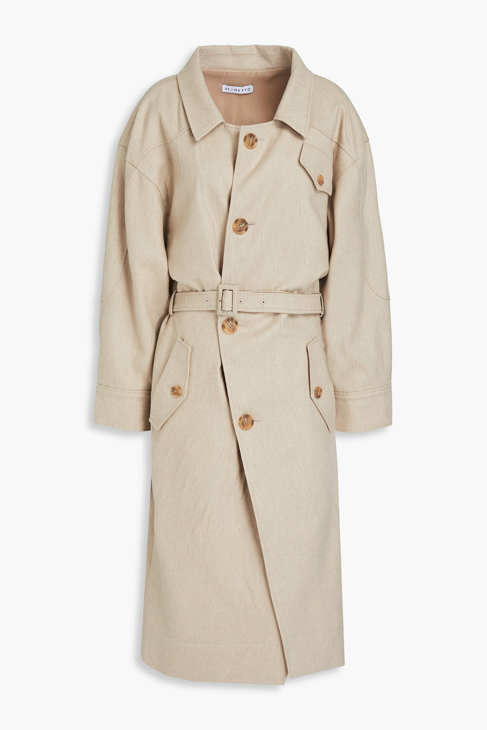 Conie belted wool-blend midi shirt dress