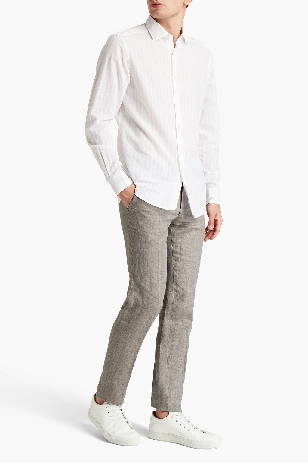ZEGNA Striped cotton and linen-blend gauze shirt