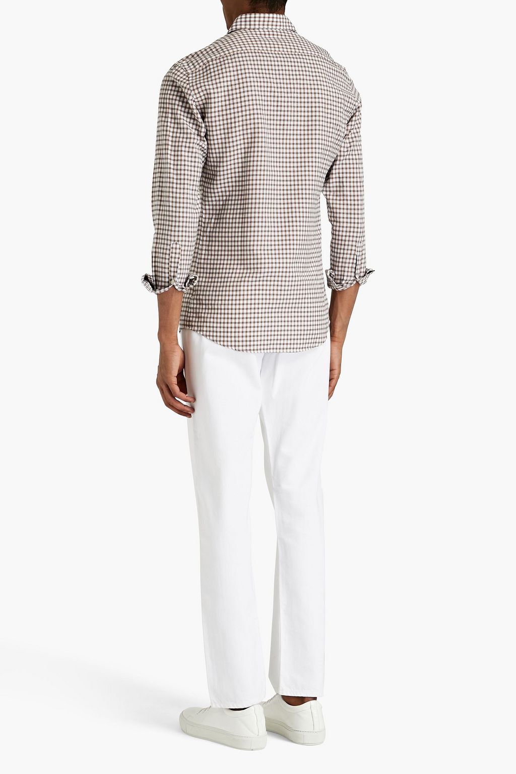 ZEGNA Gingham linen and cotton-blend shirt