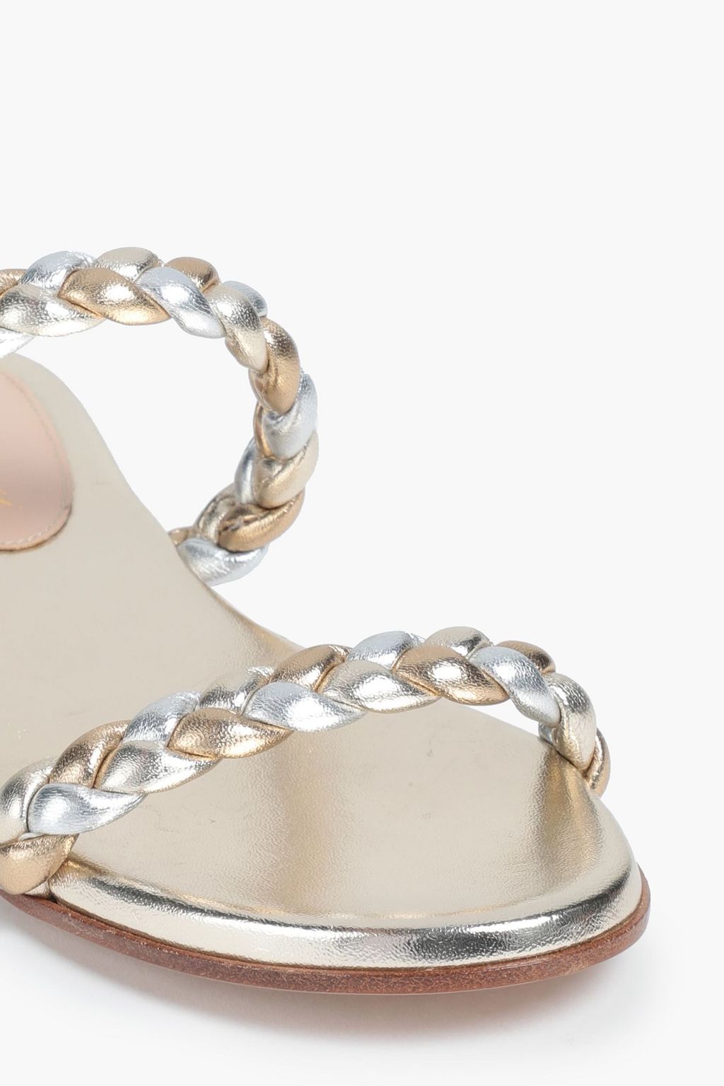 GIANVITO ROSSI Metallic braided leather slides