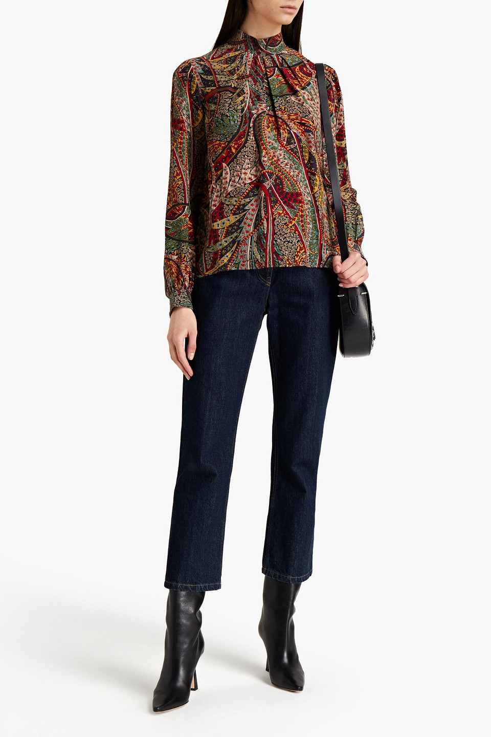 Vanessa Bruno Paolo Pleated Printed Satin Blouse In Dark Purple