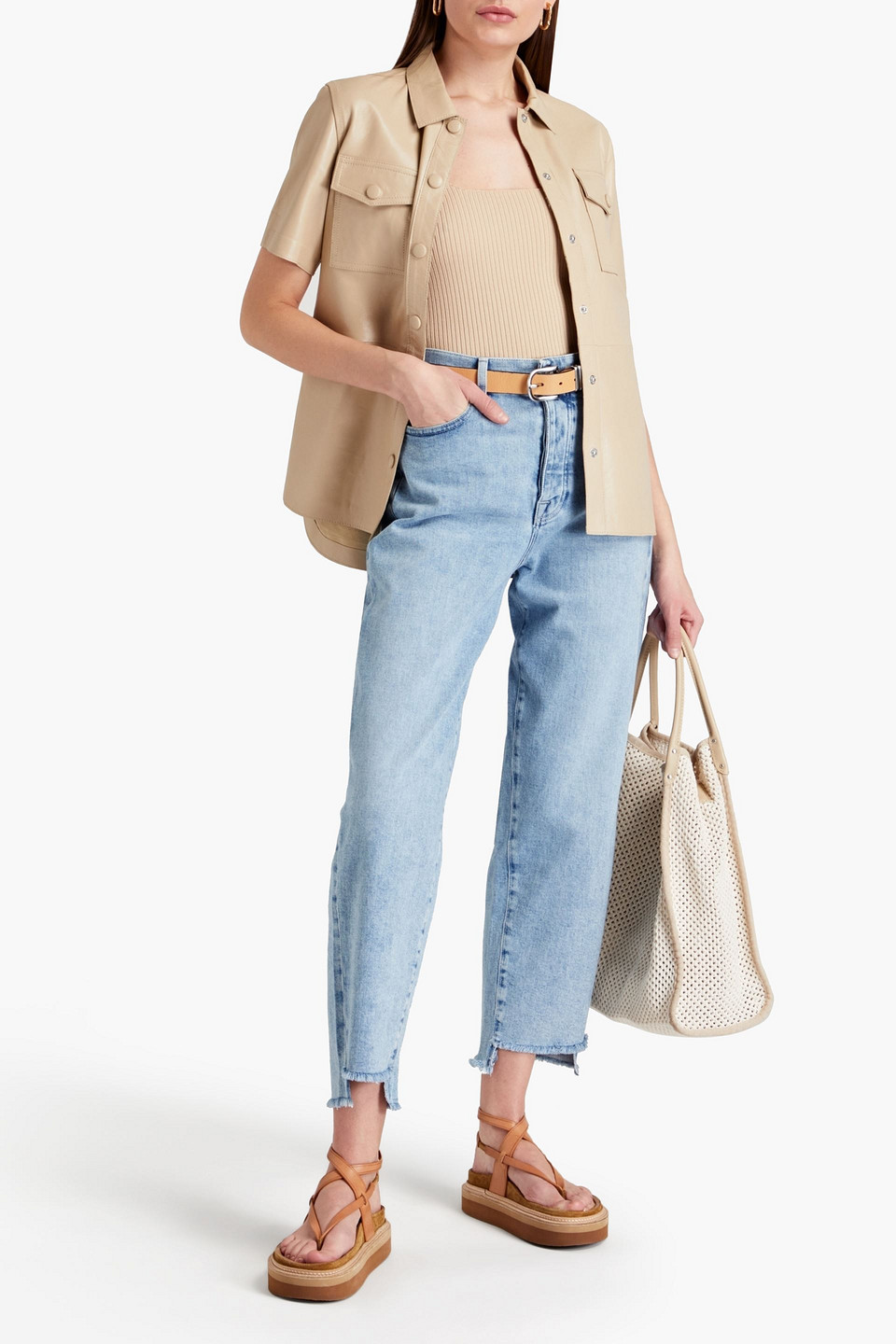 7 For All Mankind Dylan Cropped Frayed High-rise Boyfriend Jeans In Black