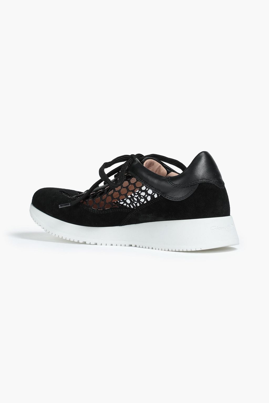 GIANVITO ROSSI Speedster leather, suede and open-knit sneakers
