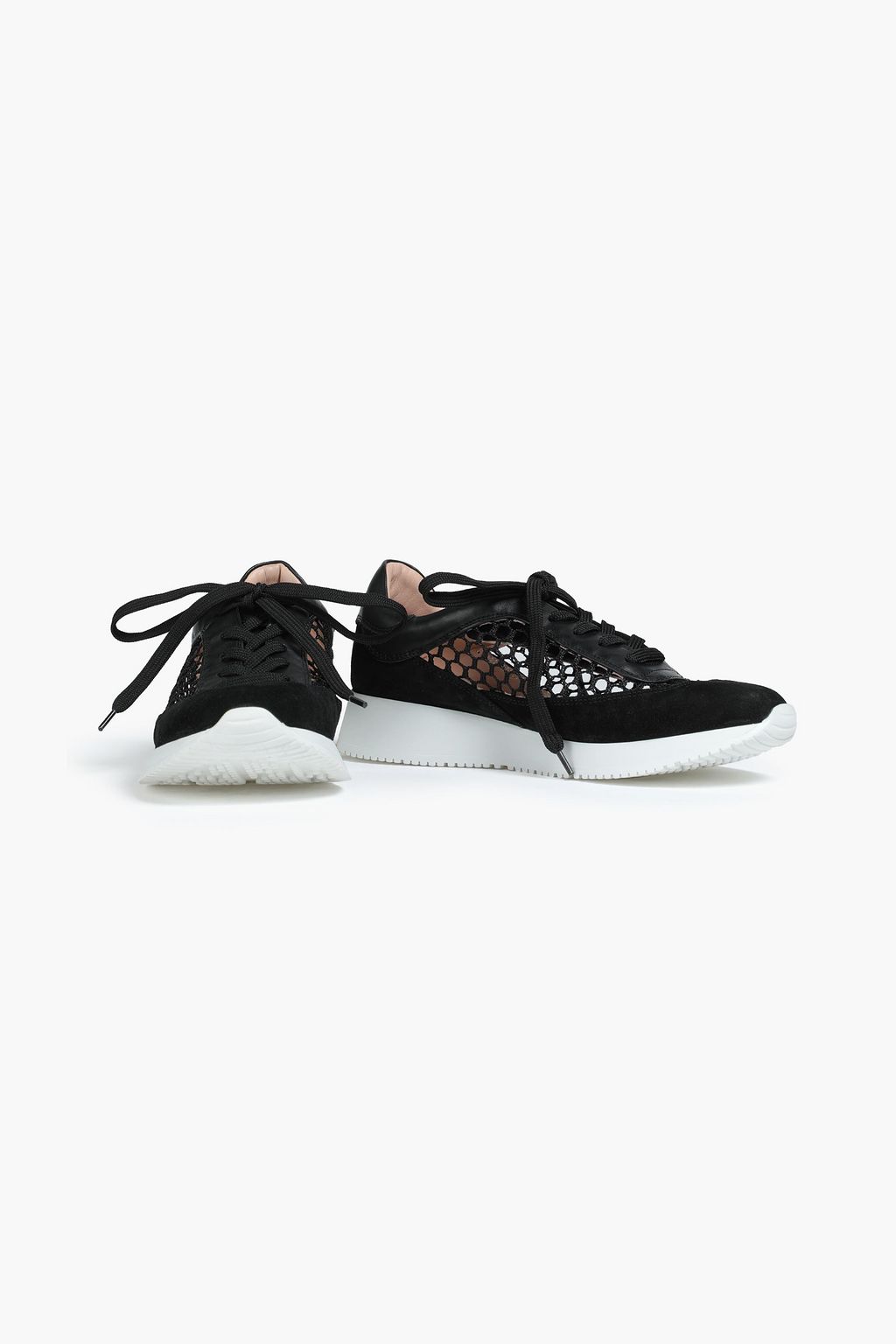 GIANVITO ROSSI Speedster leather, suede and open-knit sneakers