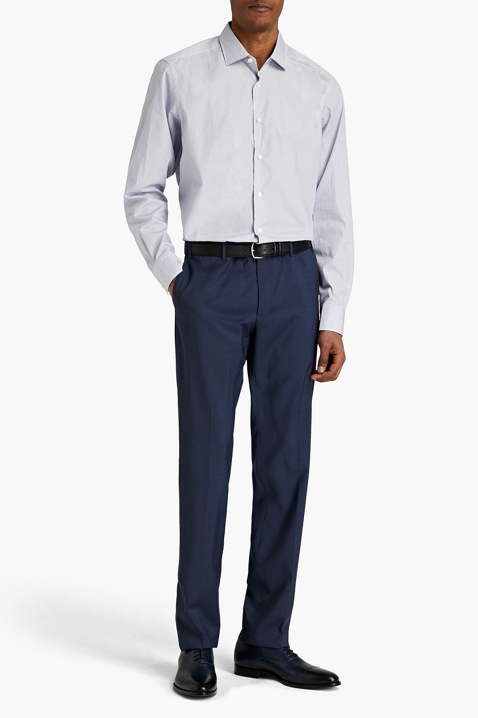 Ermenegildo Zegna Man Printed Cotton-poplin Shirt In Blue