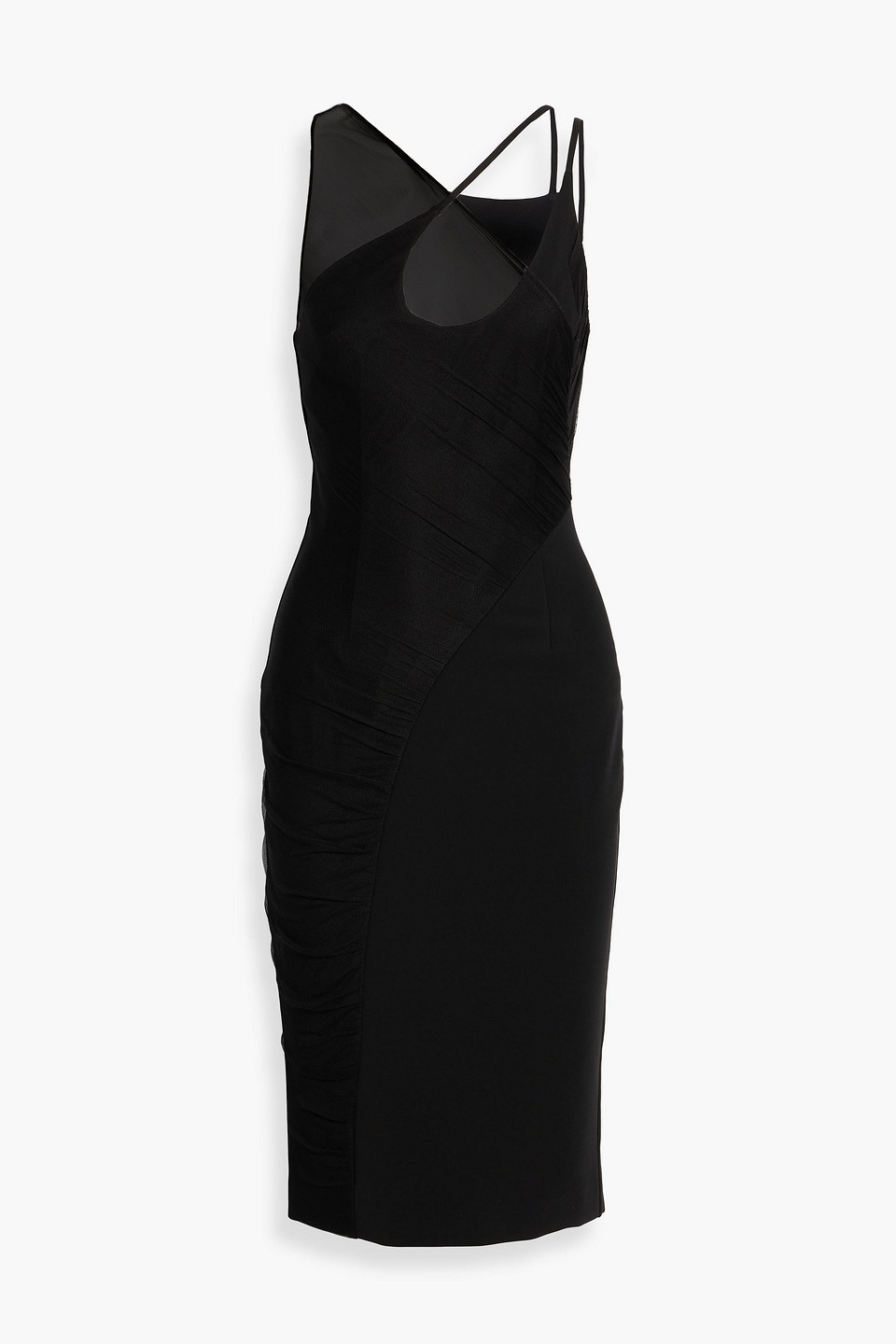 Shop Et Ochs Kaia Mesh-paneled Jersey Dress In Black