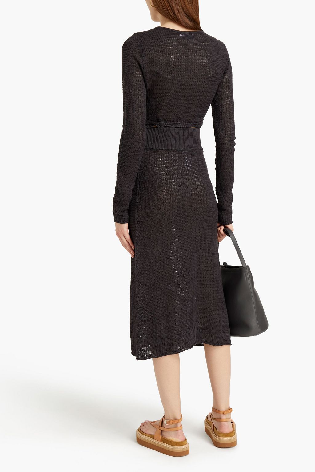 ONIA Open-knit linen midi skirt