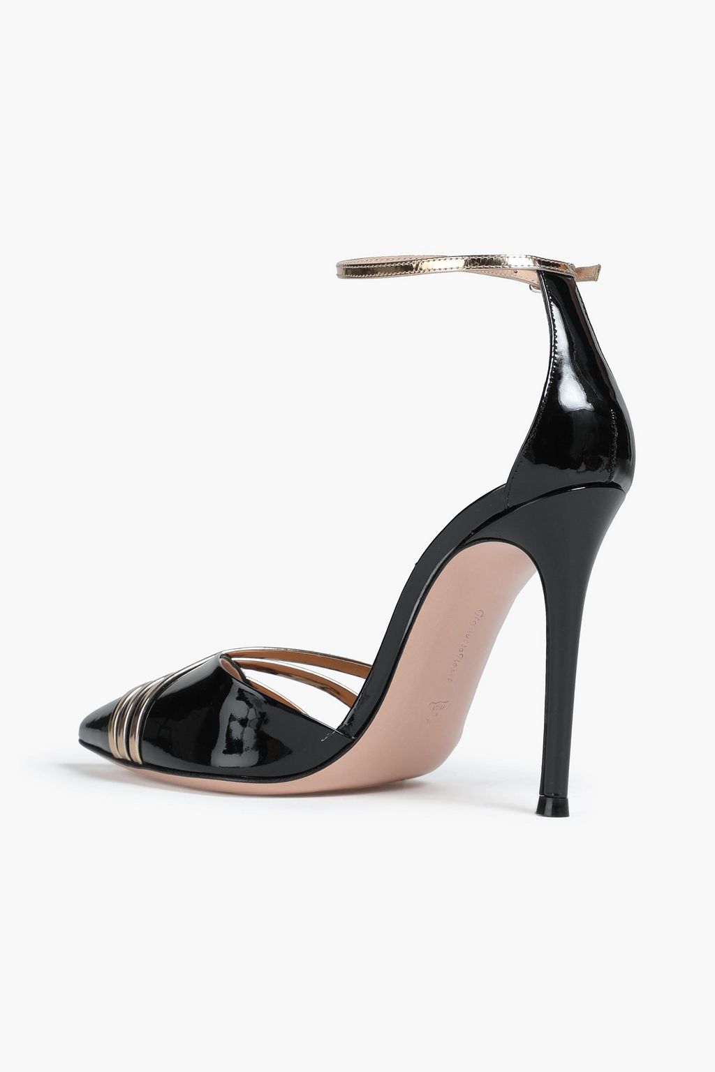GIANVITO ROSSI Avenue metallic-trimmed patent-leather pumps