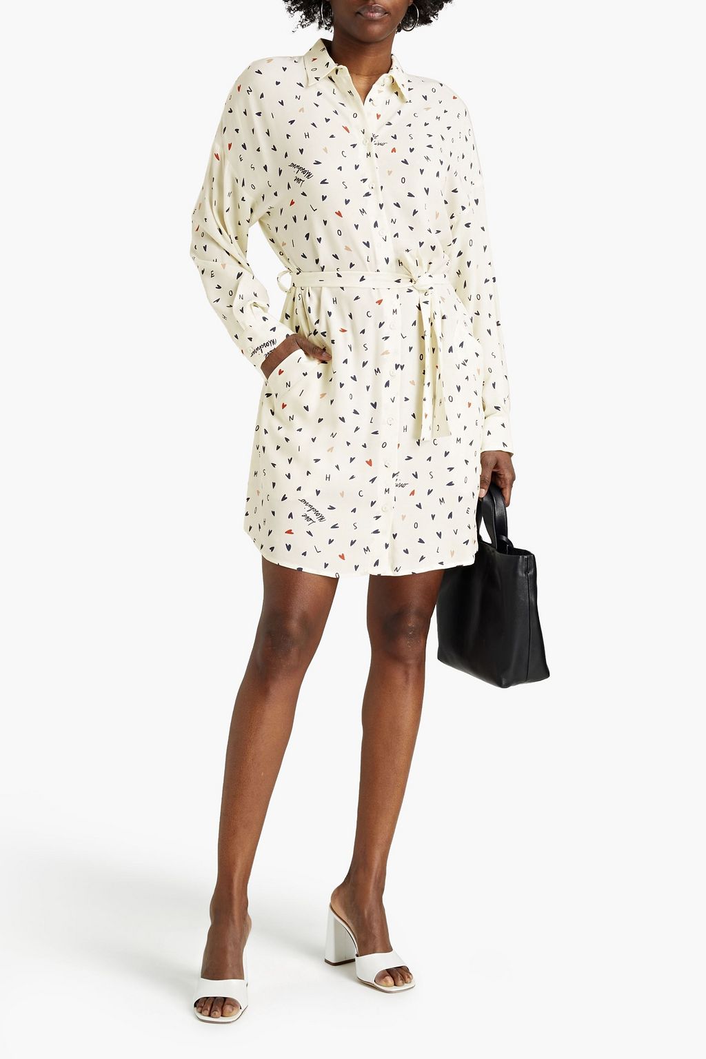 LOVE MOSCHINO Printed twill mini shirt dress