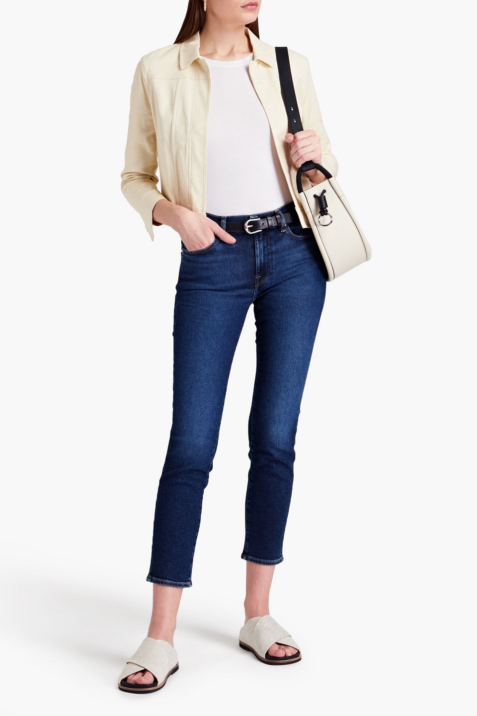 7 For All Mankind Roxanne Cropped Mid-rise Skinny Jeans In Blue
