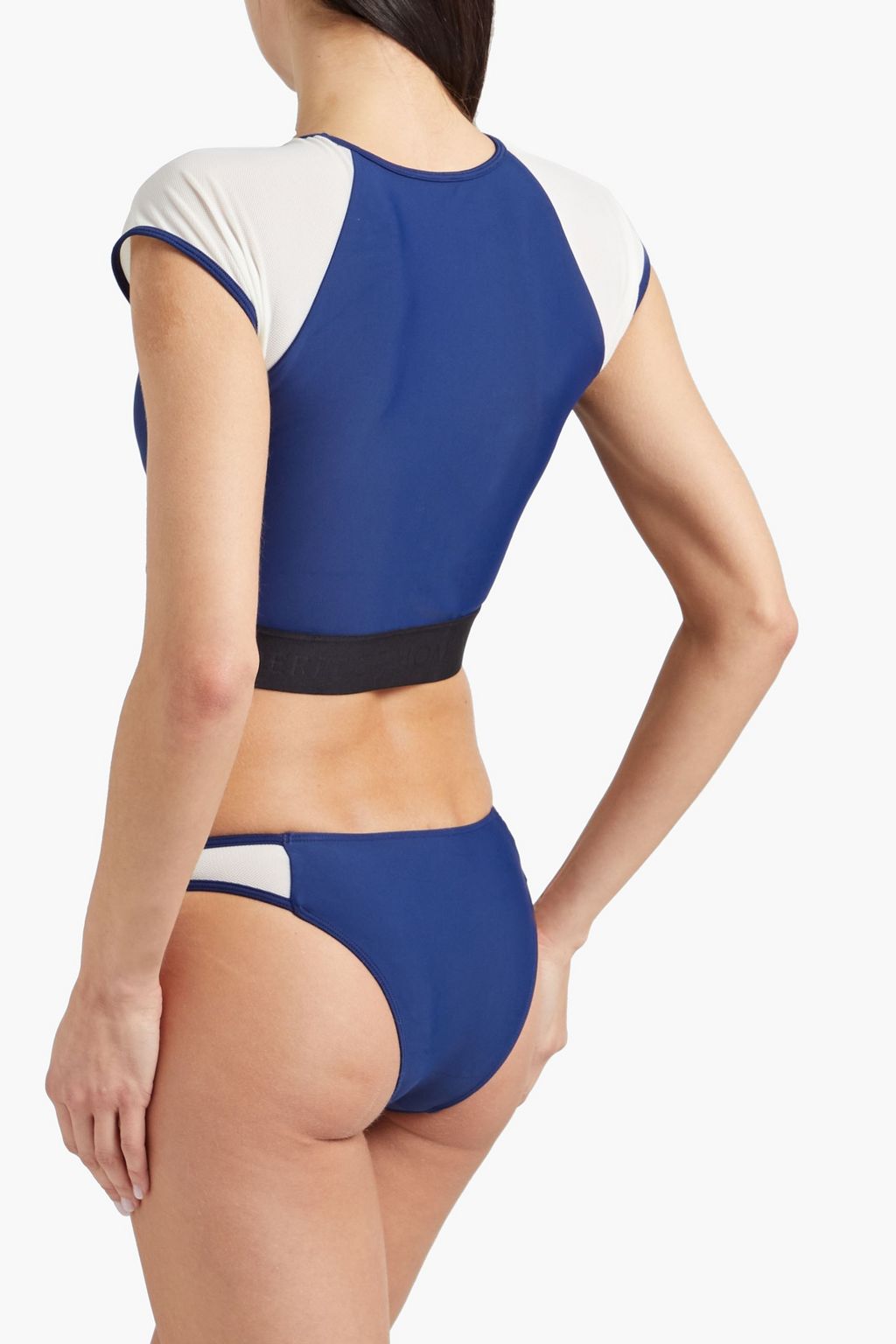 PERFECT MOMENT Mesh-paneled jacquard-trimmed bikini