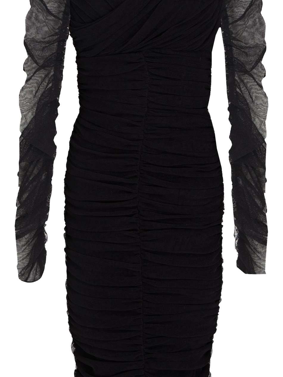 ruched cotton-blend tulle dress