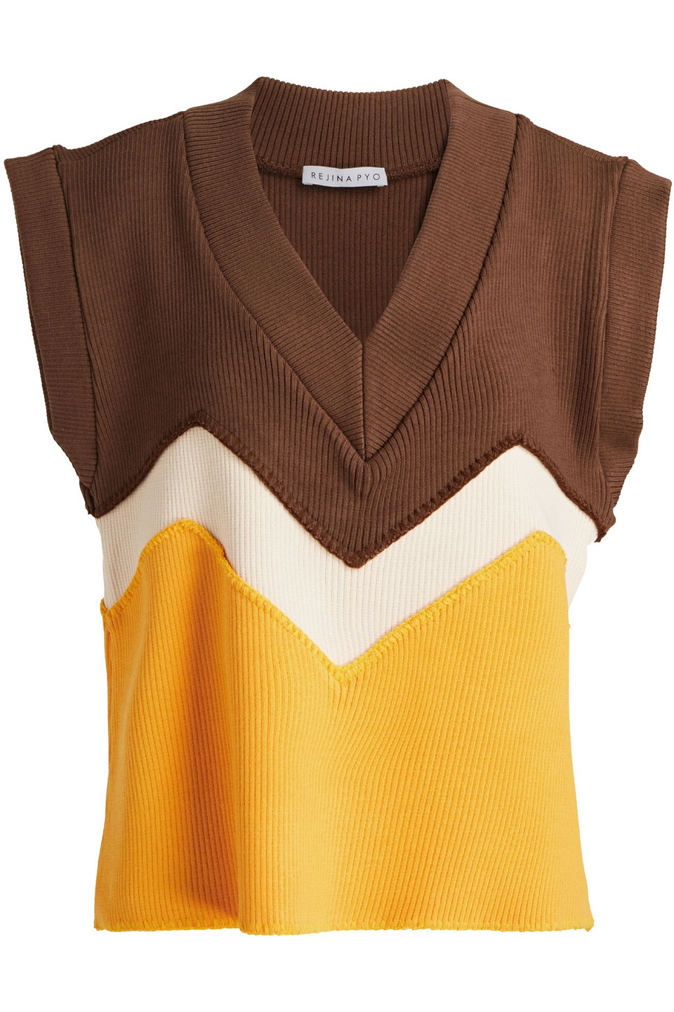 Kenna color-blocked ribbed-knit vest