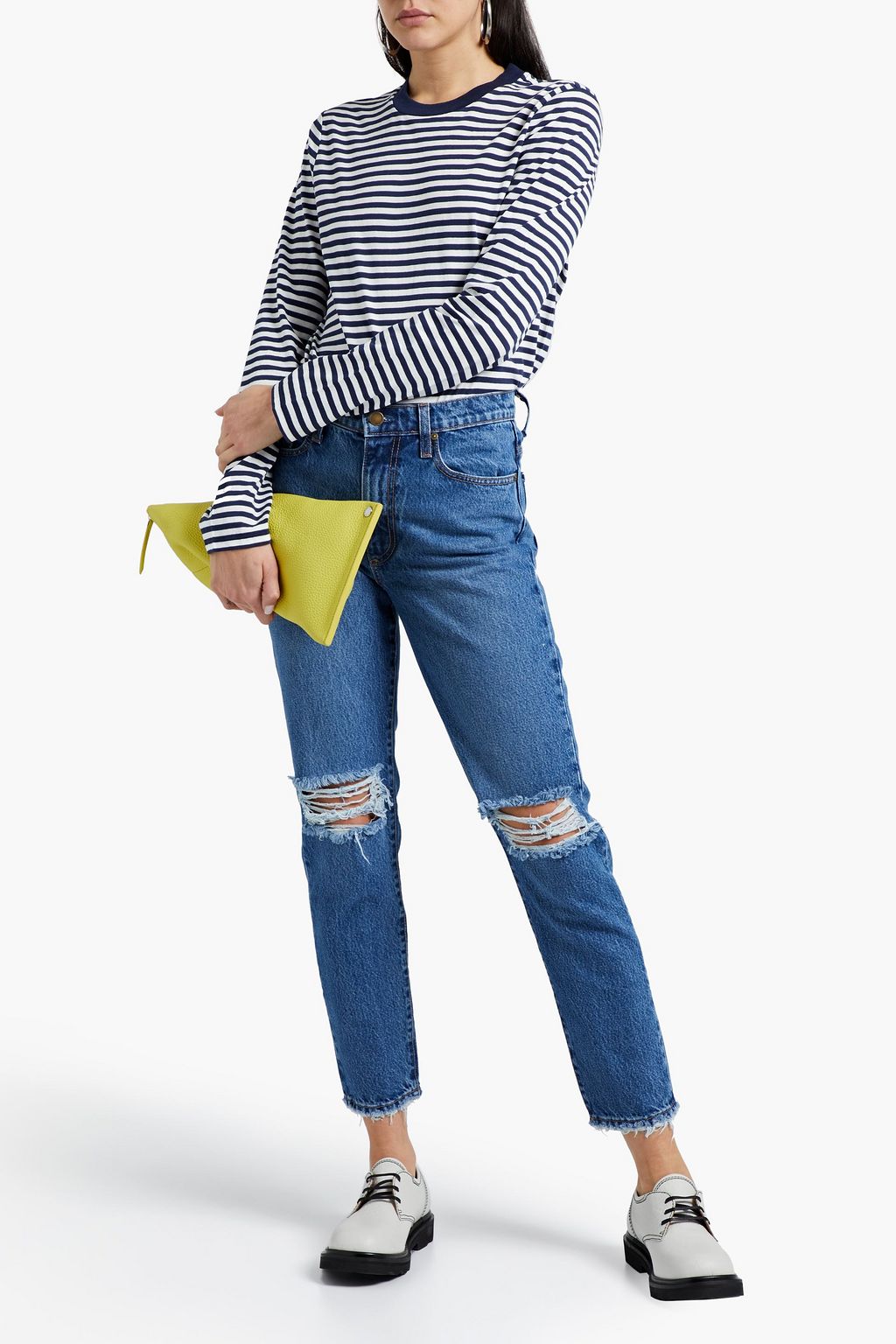 NOBODY DENIM Bessette hoch sitzende Jeans mit schmalem Bein in Distressed-Optik