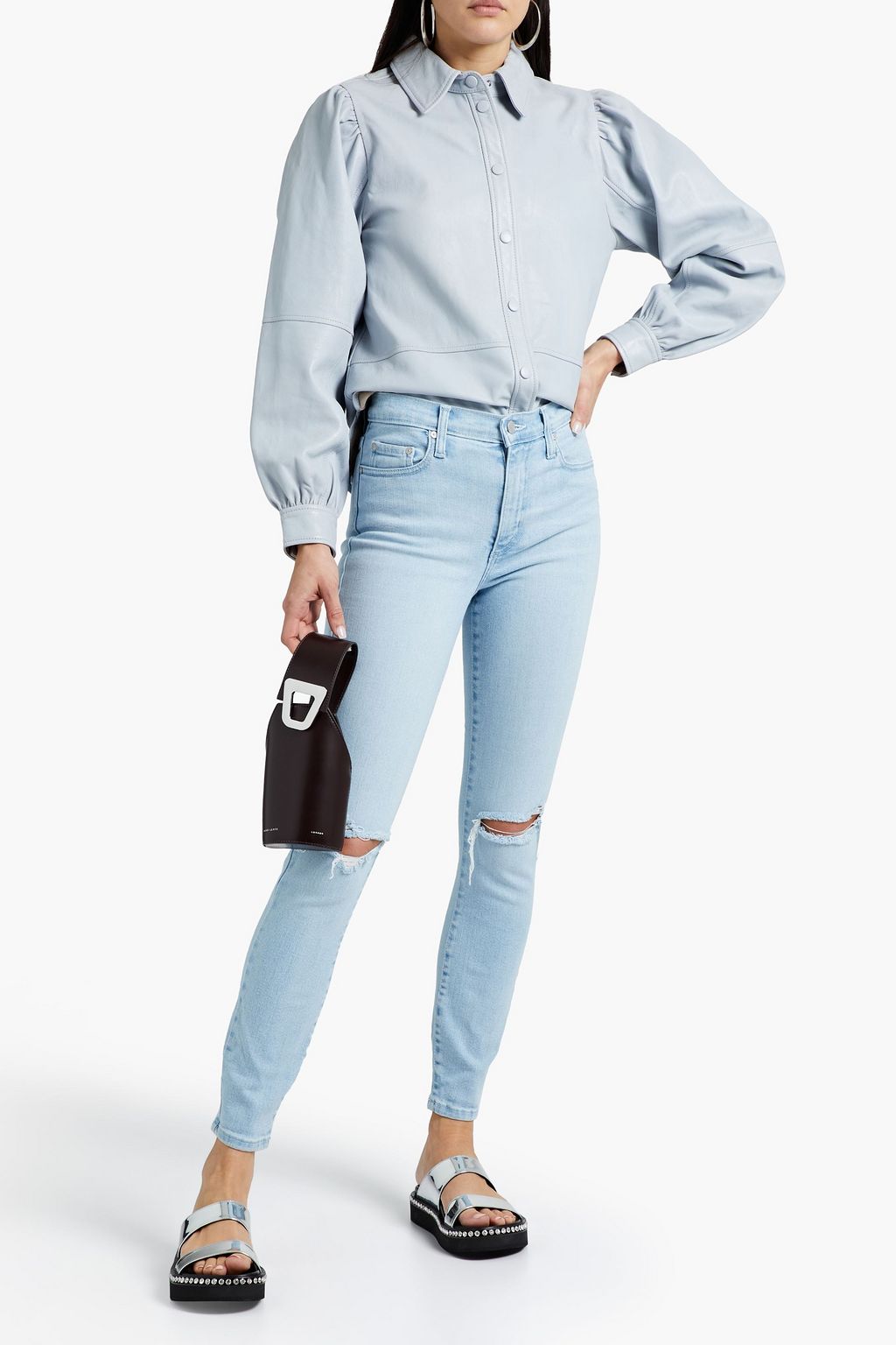NOBODY DENIM Cult hoch sitzende Skinny Jeans in Distressed-Optik