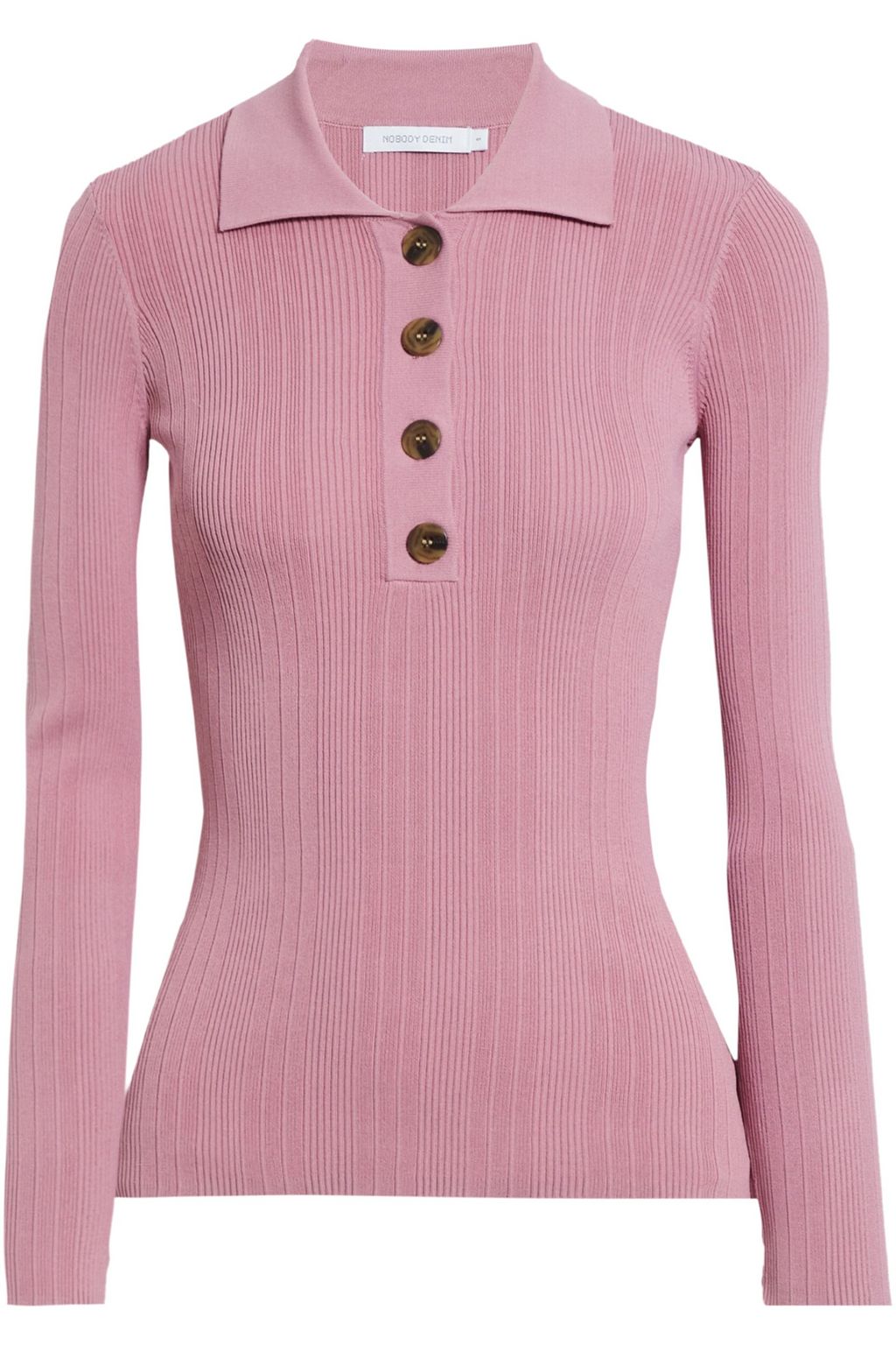 Pink Chelsea ribbed-knit polo shirt 