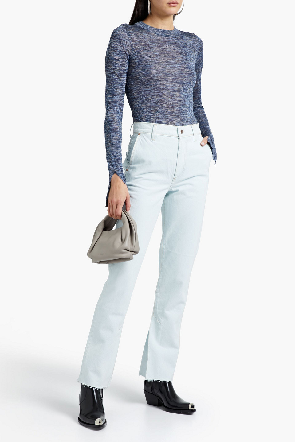 Nobody Denim Space-dyed Stretch-knit Sweater In Indigo