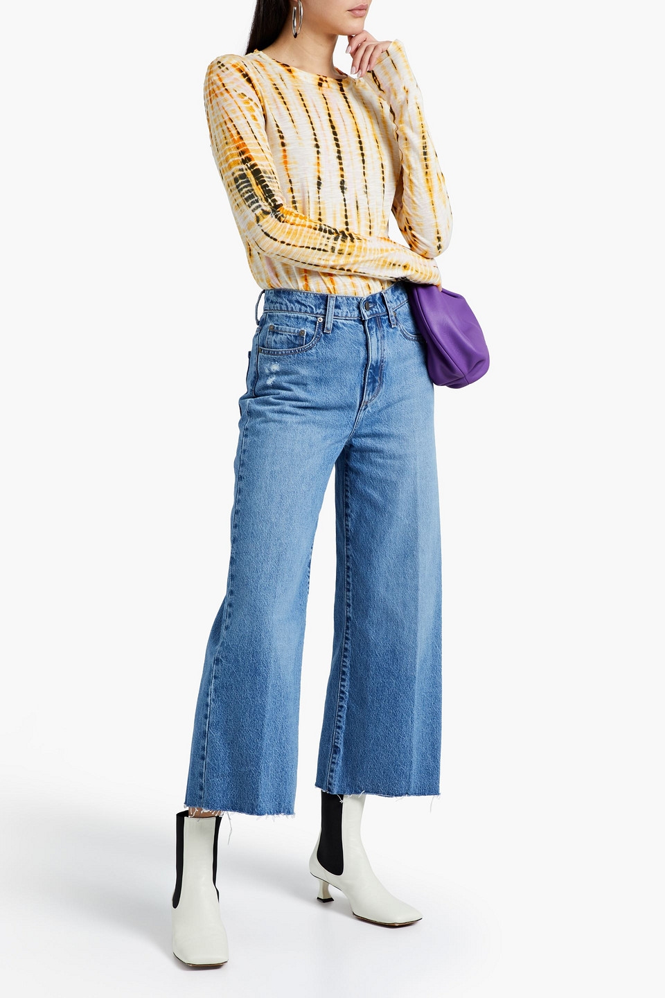 NOBODY DENIM SKYLAR FRAYED CROPPED HIGH-RISE WIDE-LEG JEANS 3074457345630031696