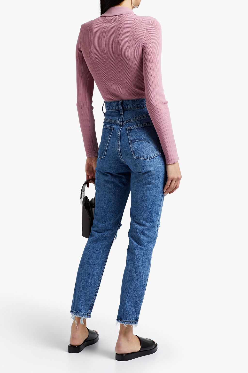 NOBODY DENIM Frankie distressed high-rise slim-leg jeans