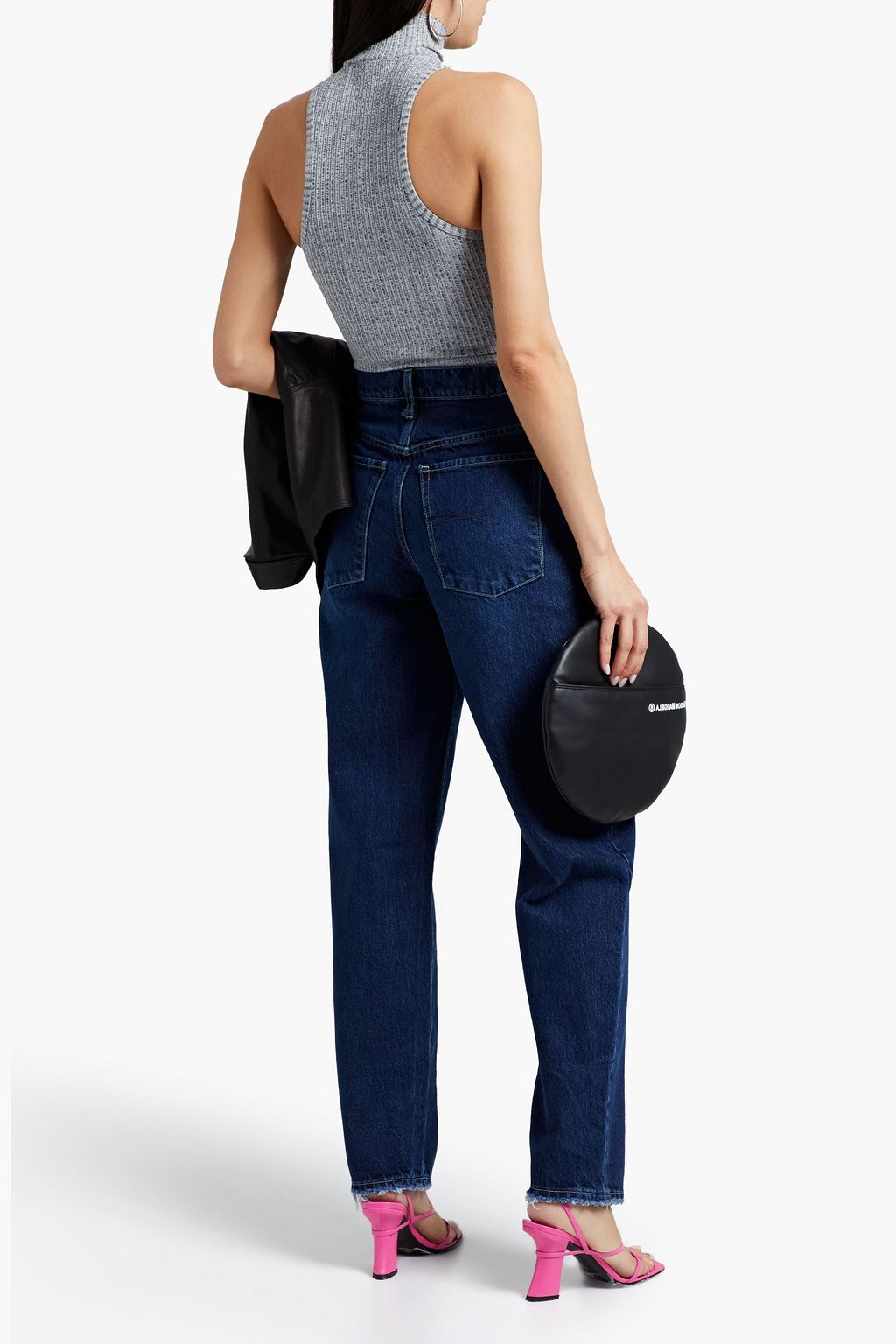 NOBODY DENIM Luxe mélange ribbed-knit turtleneck top
