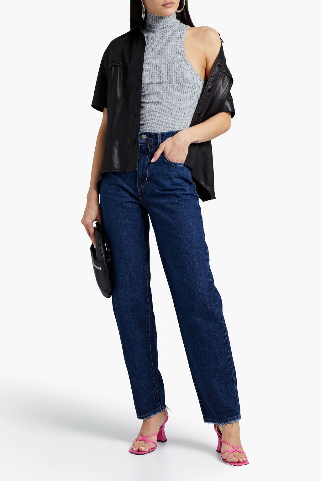 NOBODY DENIM Luxe mélange ribbed-knit turtleneck top