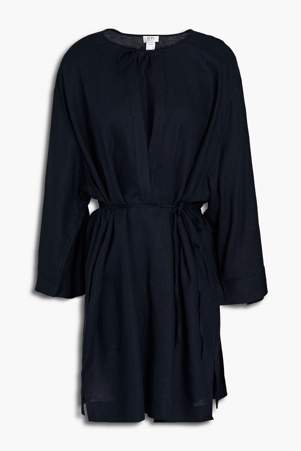 Jets By Jessika Allen Belted Linen-blend Kaftan In Blue