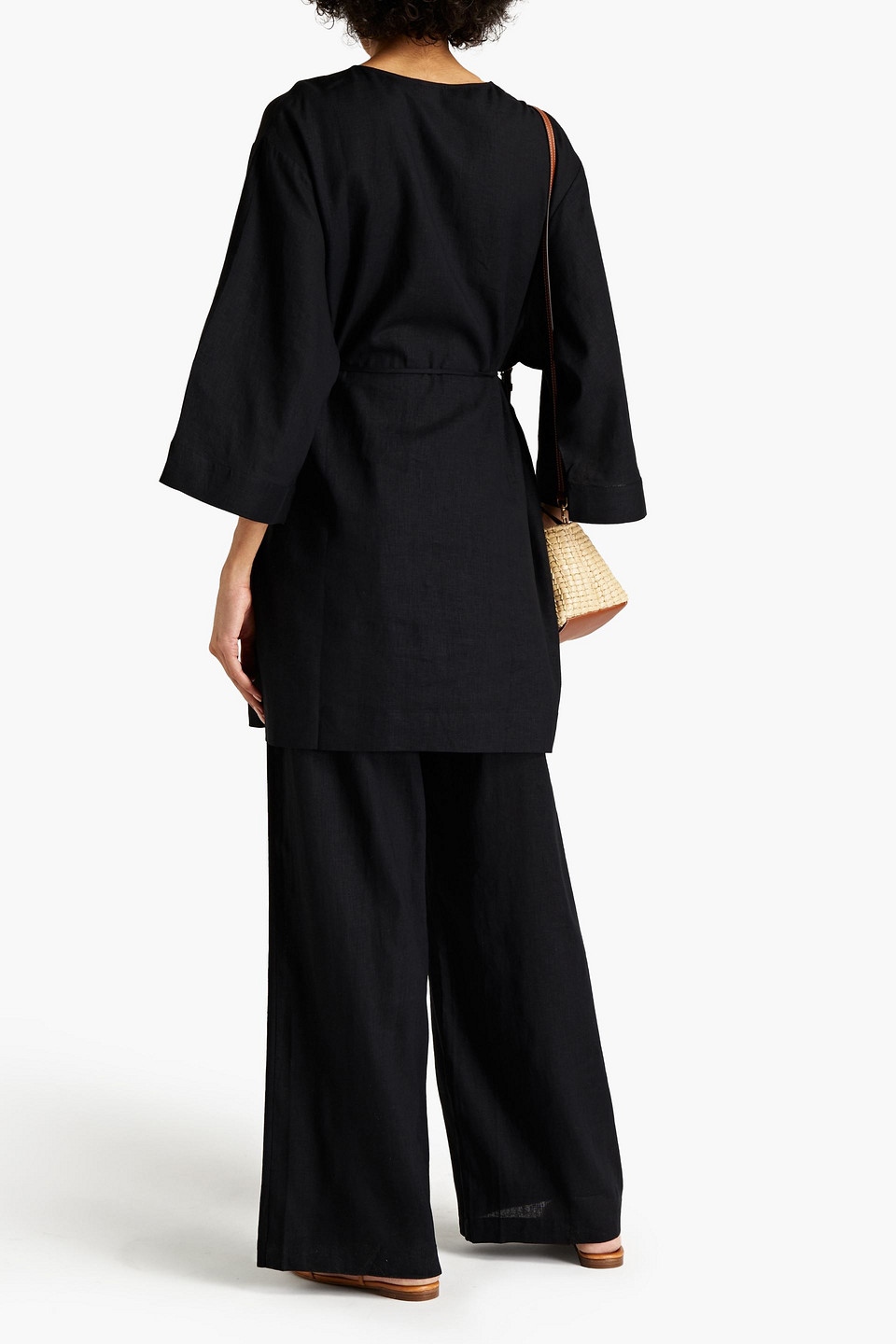 JETS BY JESSIKA ALLEN BELTED LINEN-BLEND KAFTAN