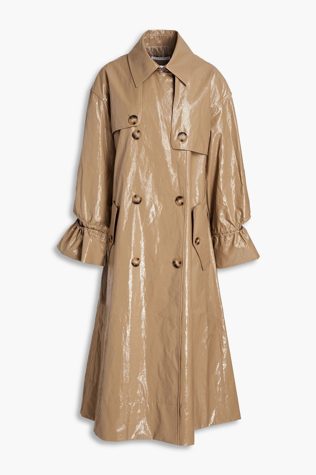 Sand Naoko coated cotton-gabardine 