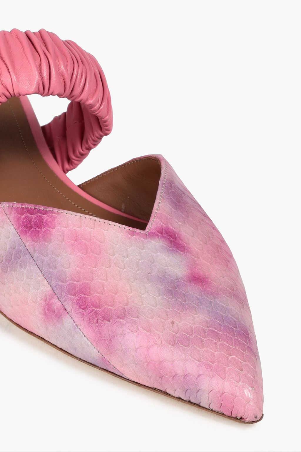 MALONE SOULIERS Matilda leather-trimmed printed elaphe slippers