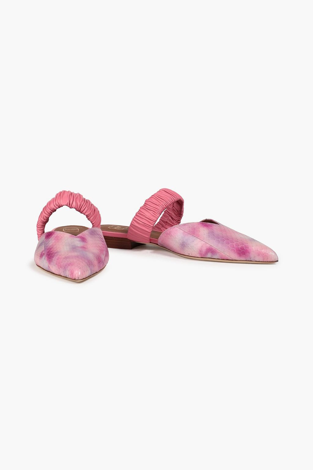 MALONE SOULIERS Matilda leather-trimmed printed elaphe slippers