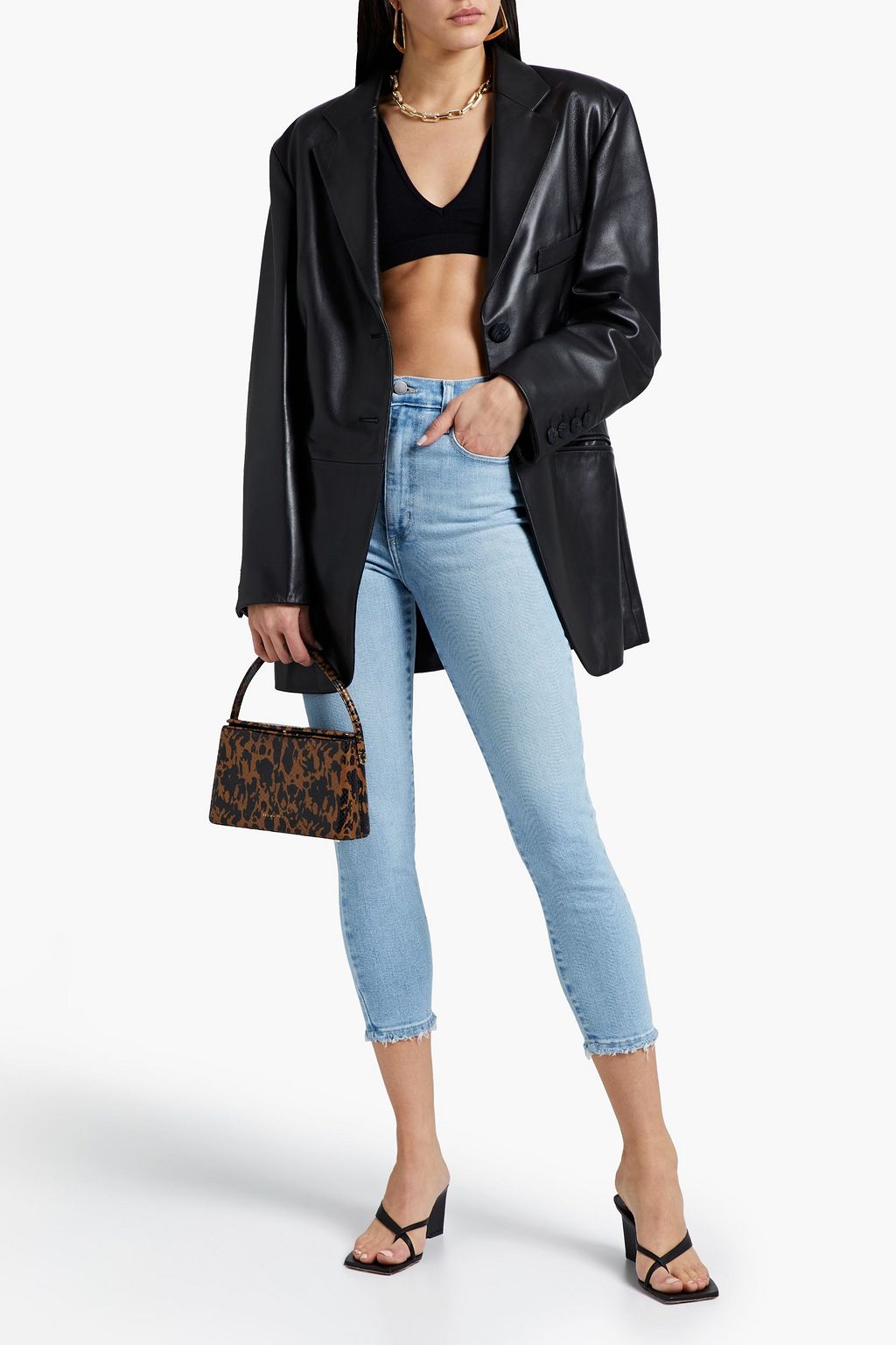 NOBODY DENIM Siren cropped distressed high-rise skinny jeans