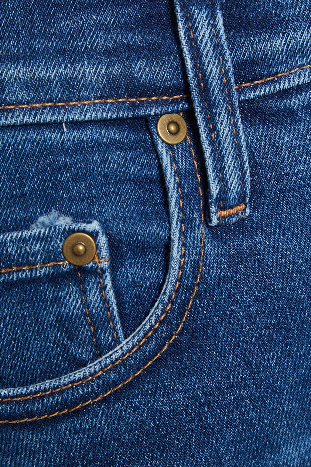 NOBODY DENIM Cult hoch sitzende Cropped Skinny Jeans in Distressed-Optik