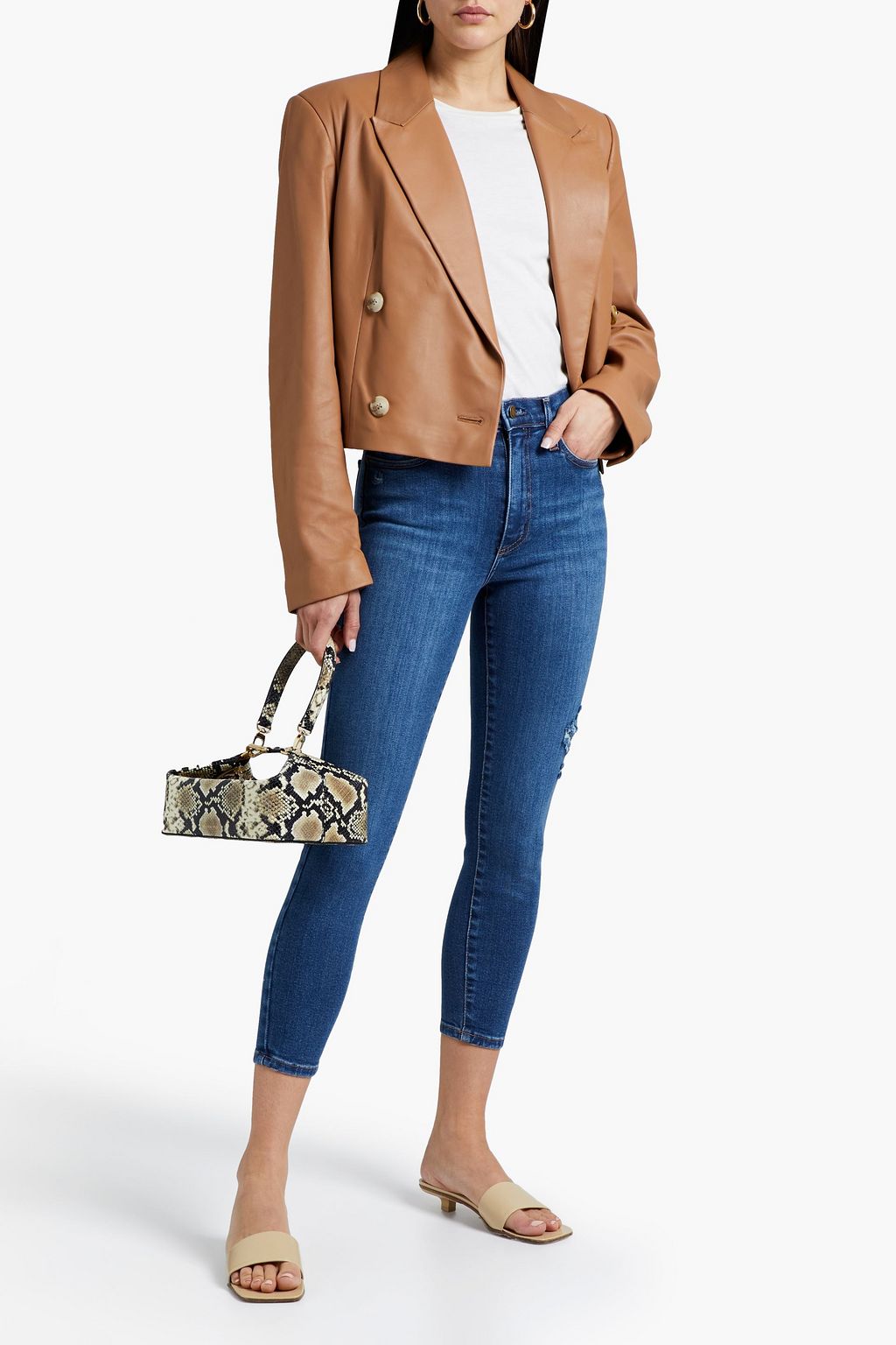 NOBODY DENIM Cult hoch sitzende Cropped Skinny Jeans in Distressed-Optik