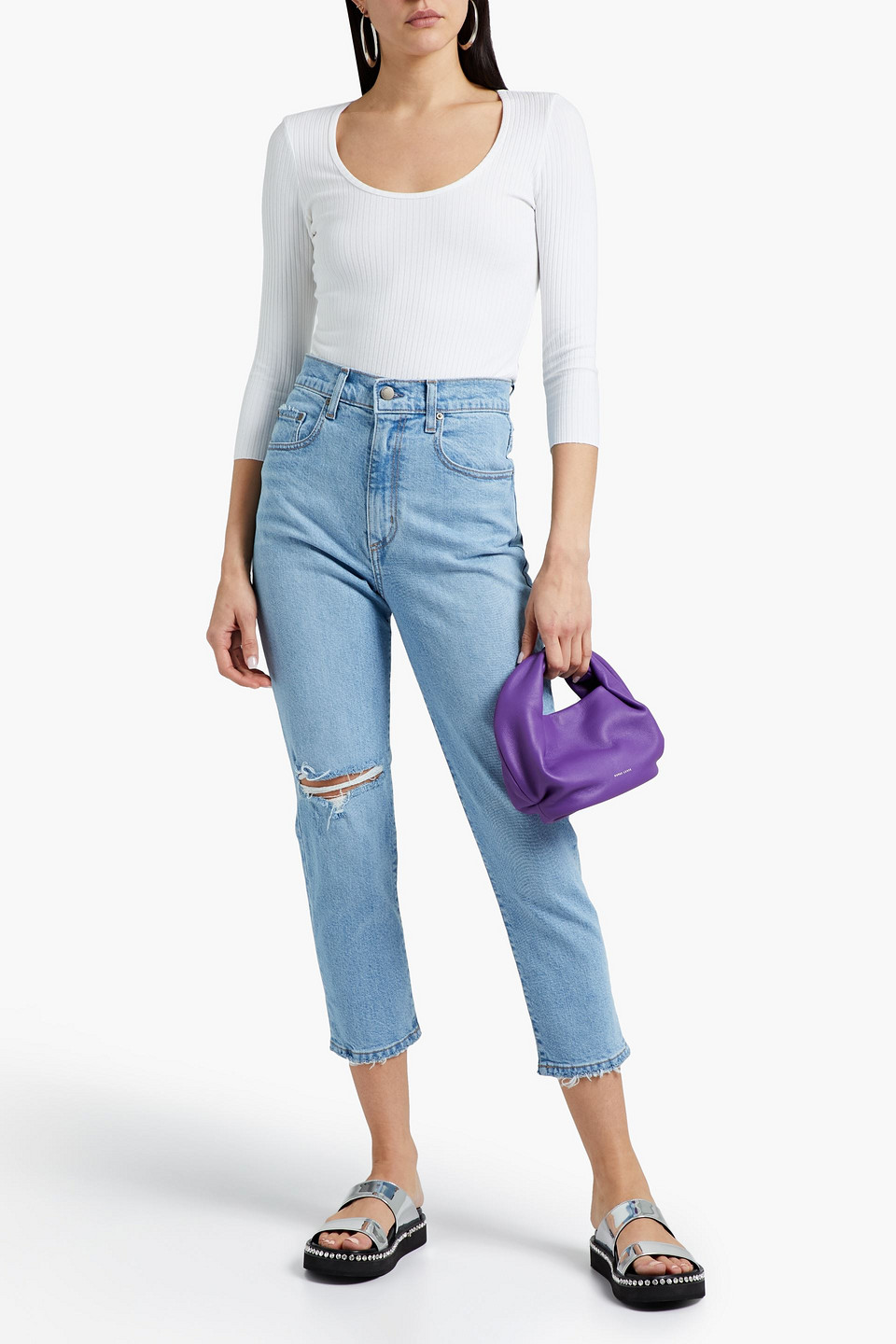 Nobody Denim Frankie Cropped Distressed 