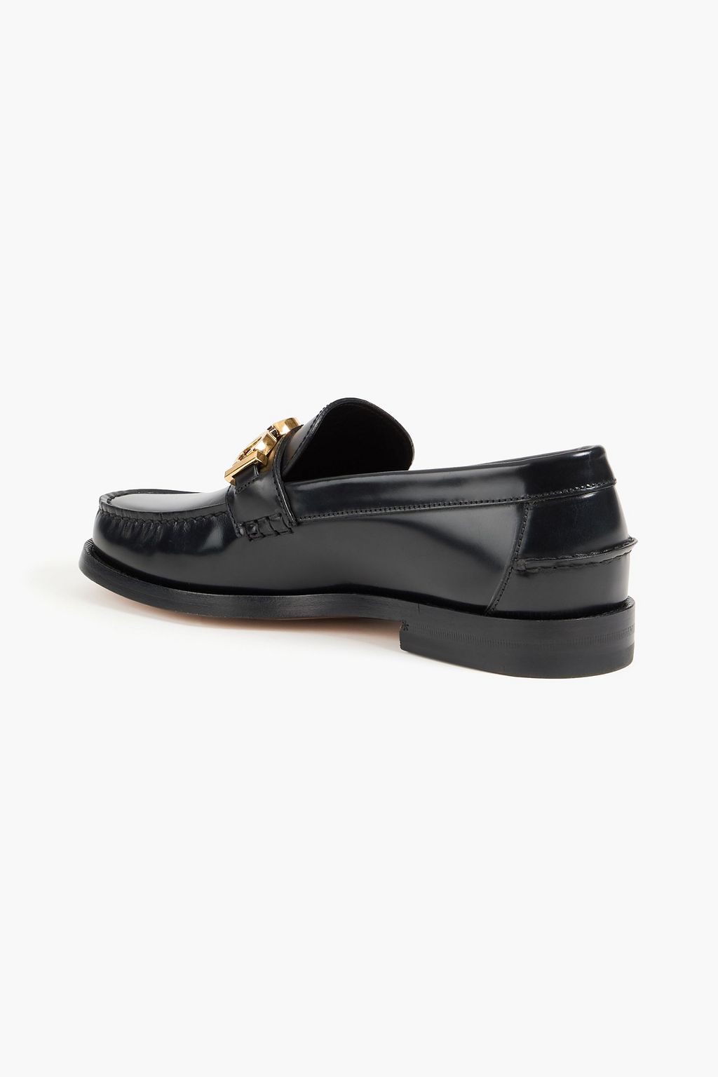 GUCCI Cara embellished glossed-leather loafers