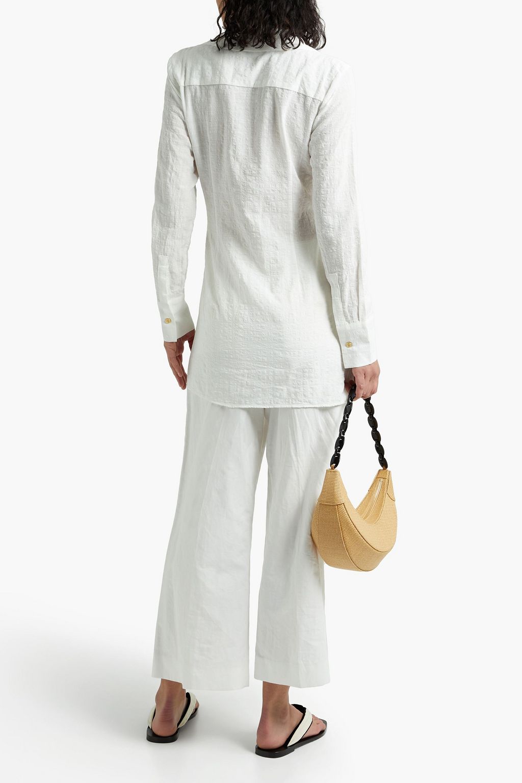 ONIA Cotton-blend seersucker wrap blouse
