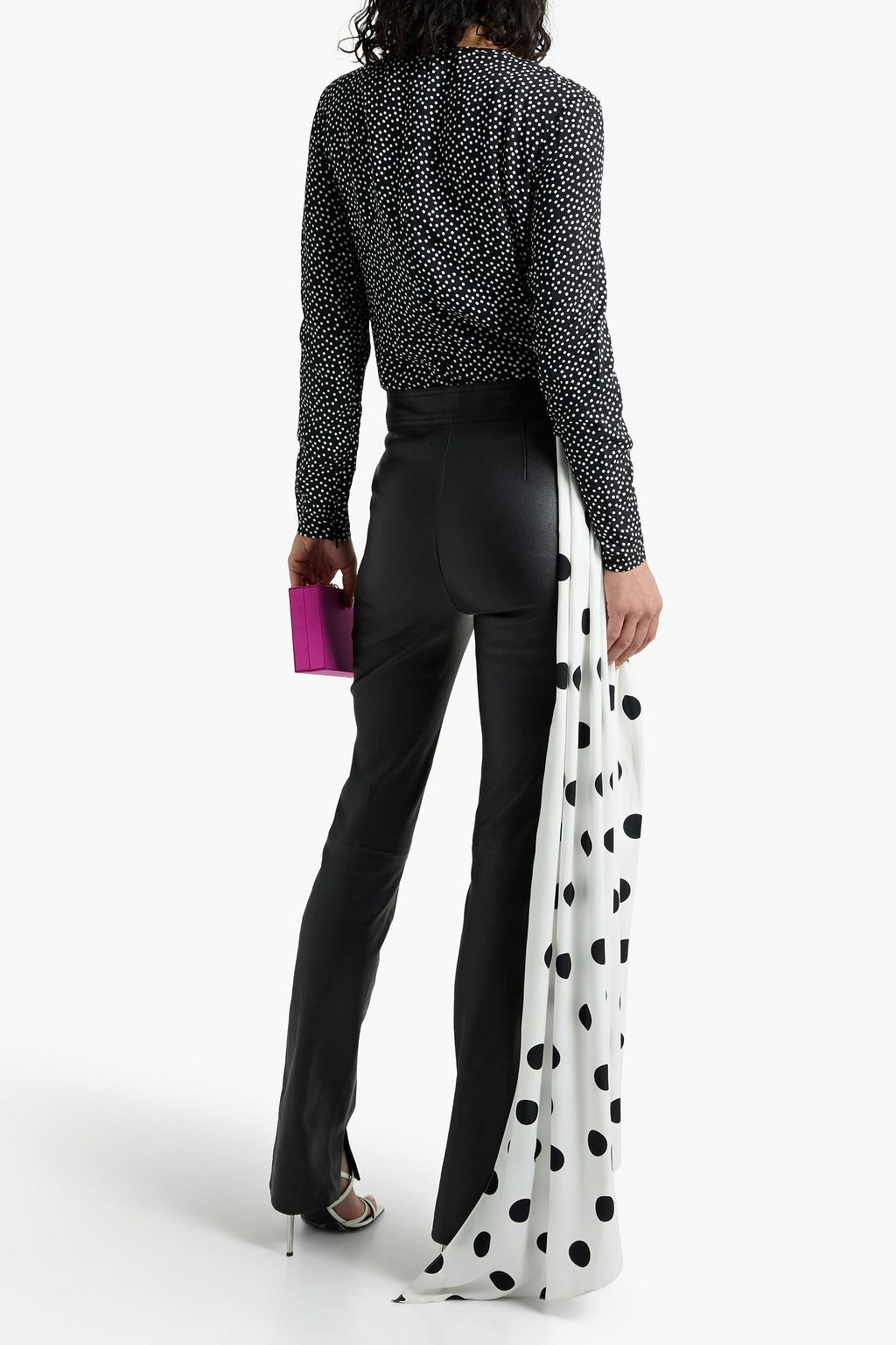 SEMSEM Draped polka-dot twill blouse