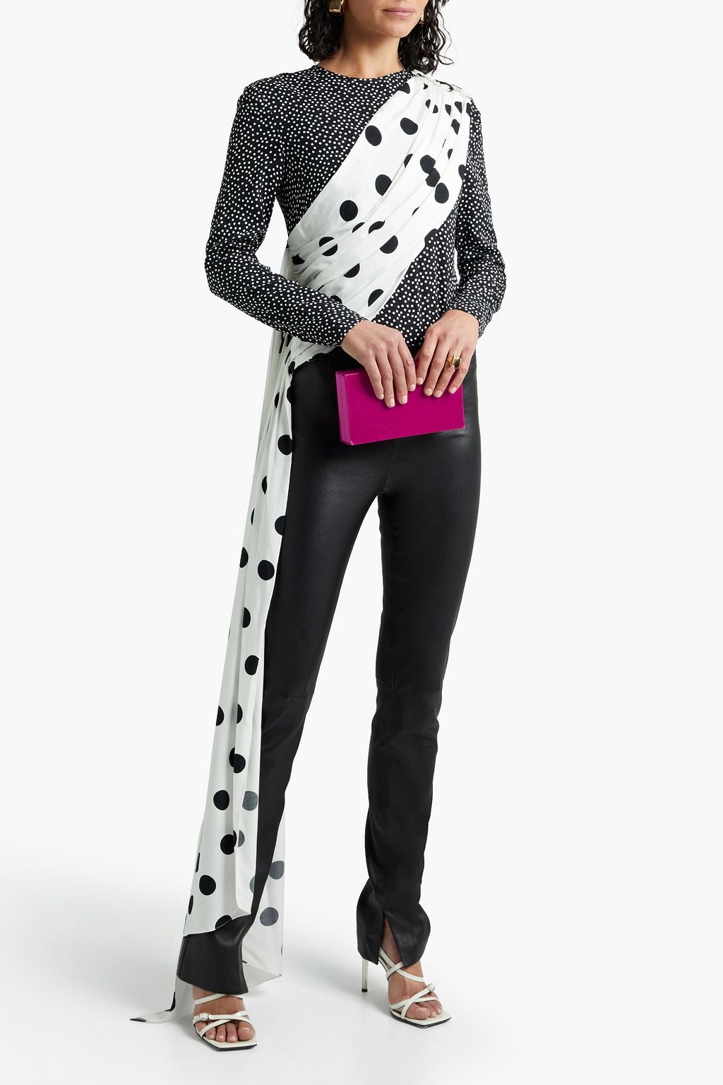 SEMSEM Draped polka-dot twill blouse