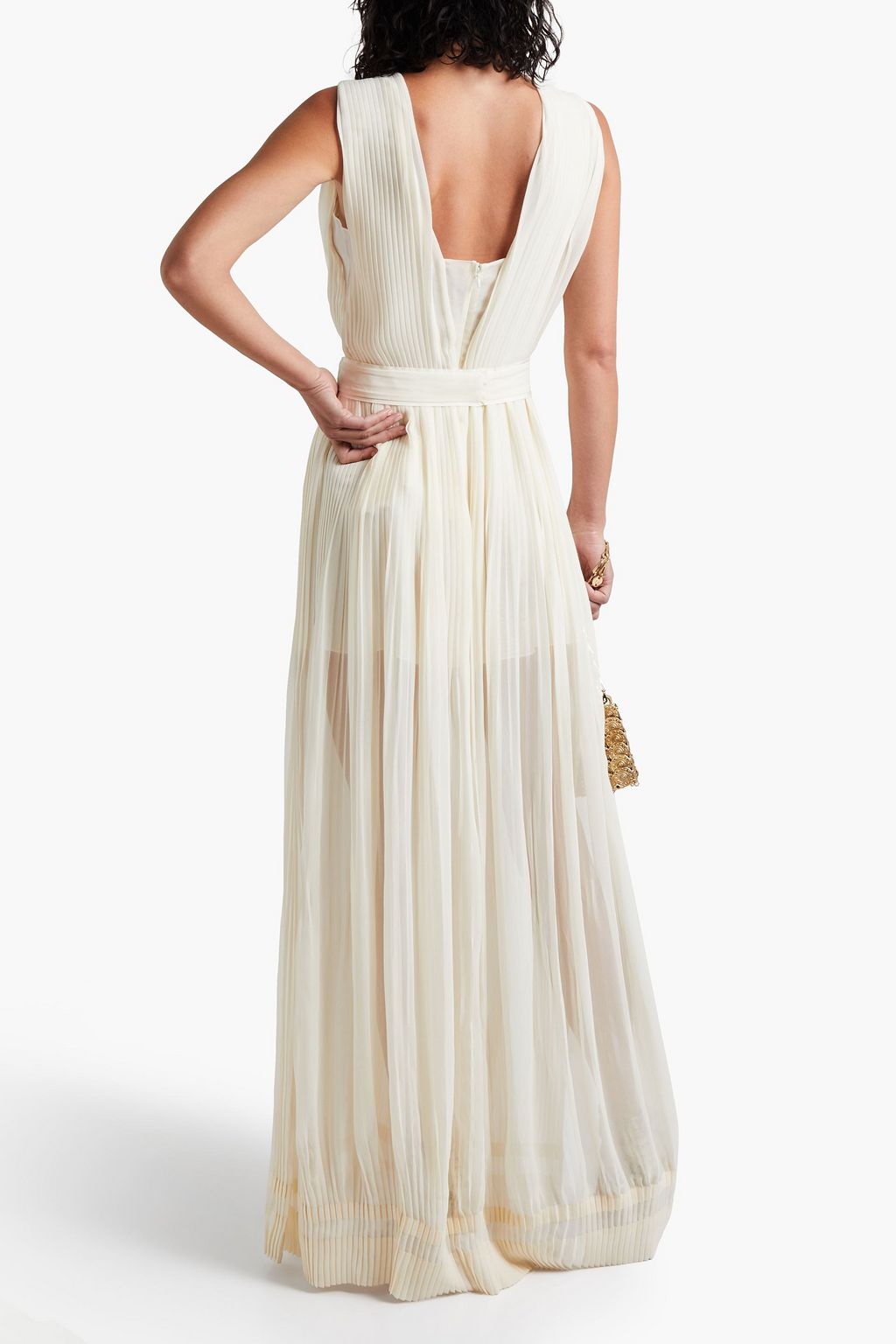 SEMSEM Maryam pleated belted silk-chiffon gown
