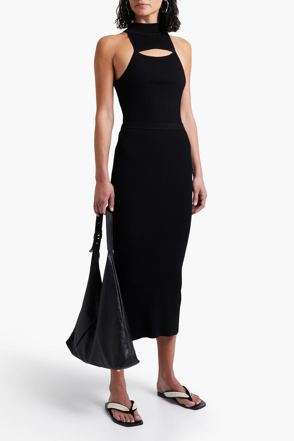 Cami Nyc Dafina Cutout Ribbed-knit Top In Black