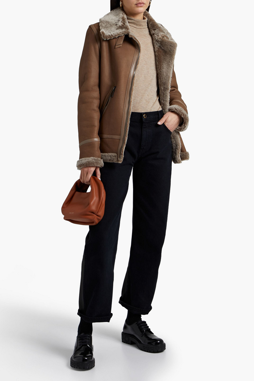 Dom Goor Shearling Jacket In Light Brown